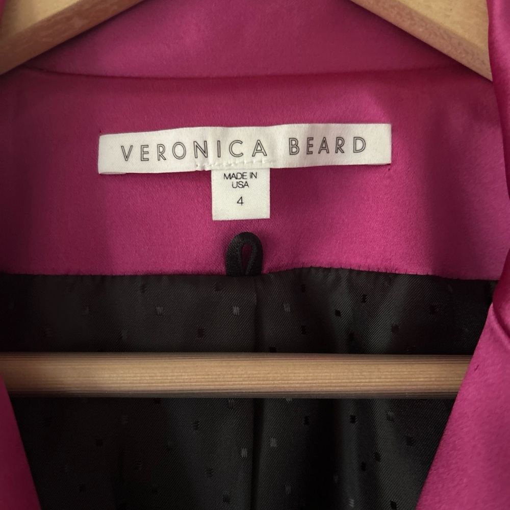 Veronica Beard Empire Dickey Satin Blazer in Fuchsia Pink - Picture 6 of 12